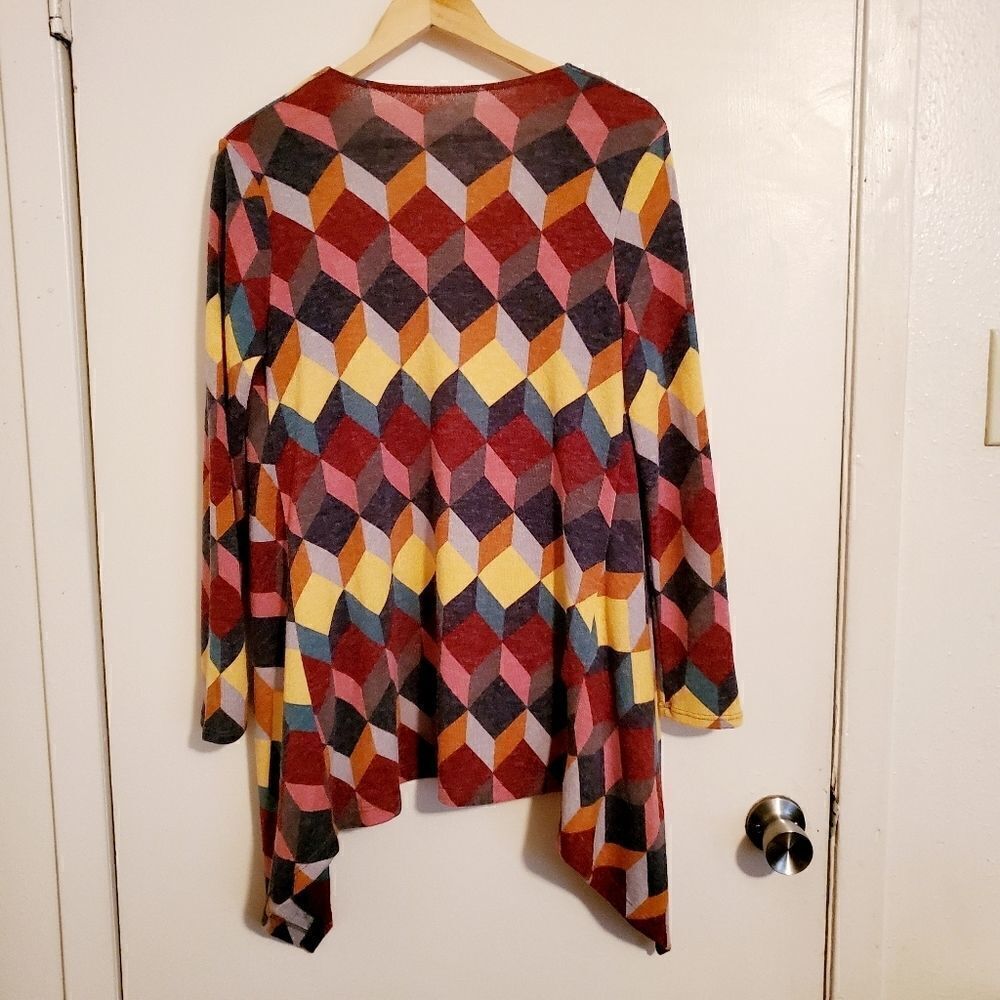 Multi-colored Geometrical Pattern Open Cardigan S… - image 4